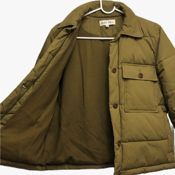 Alex Mill Womens Quilted Cropped Puffer Jacket Corduroy Barn Coat Cotton Green S - Picture 5 of 9